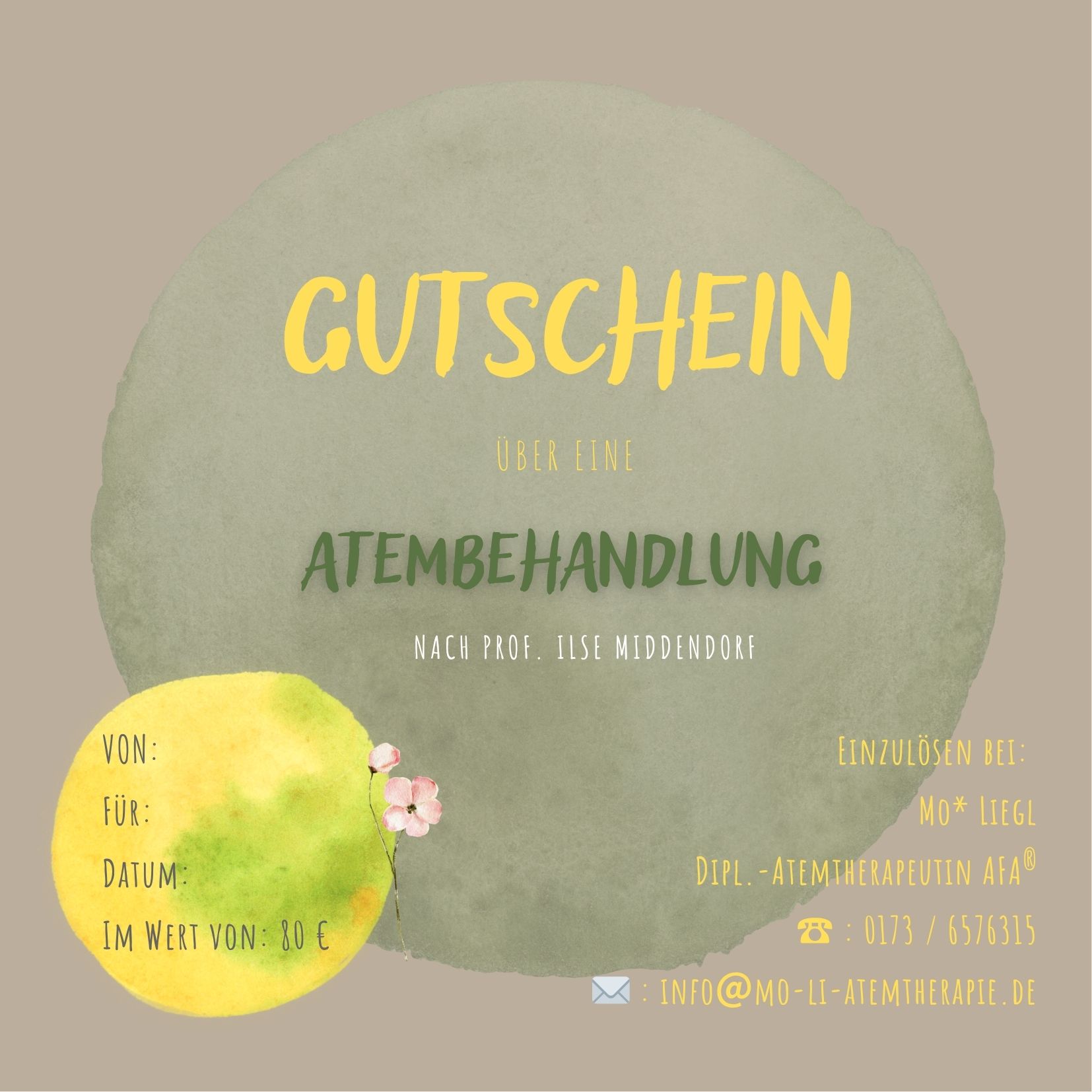 Gutschein Atembehandlung 1 Gutschein Atembehandlung 1